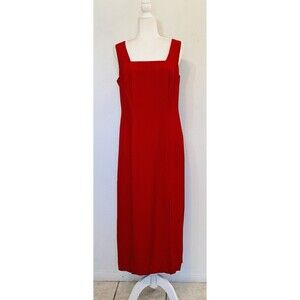 Joseph Ribkoff Women Size 12 Red Sheath Maxi Dress Designer Formal Old Money